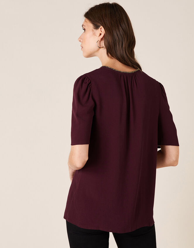 Embellished Neck Top with LENZING™ ECOVERO™, Purple (PURPLE), large