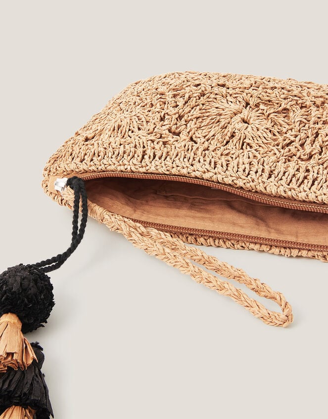 Rory Crochet Zip Pouch, Natural (NATURAL), large