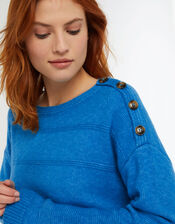 Brooke Button Shoulder Jumper, Blue (BLUE), large