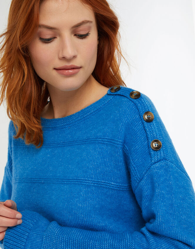 Brooke Button Shoulder Jumper, Blue (BLUE), large