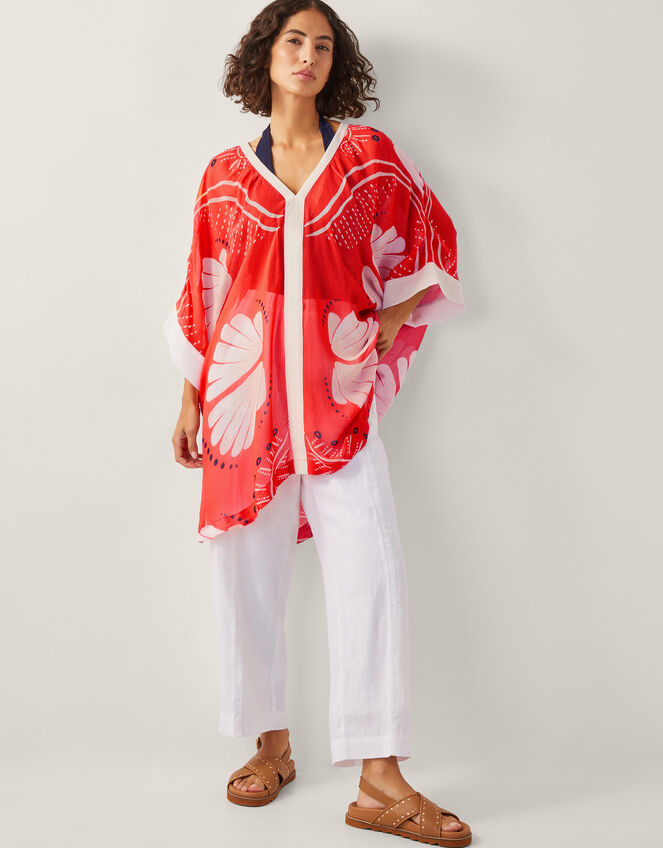 Nara Shell Print Mini Kaftan, Orange (RUST), large