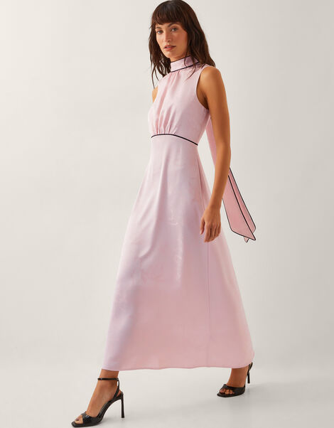 Maeve Sleeveless Satin Midi Dress, Pink (PINK), large