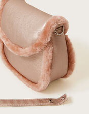 Boutique Metallic Fluffy Cross-Body Bag, , large