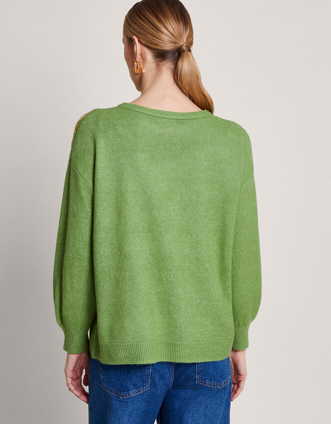 Josie Jacquard Sweater, Green (GREEN), large