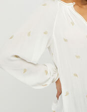 Pia Embroidered Blouse in LENZING™ ECOVERO™, Ivory (IVORY), large