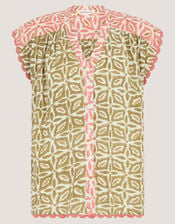Elma Sleeveless Print Top, Green (KHAKI), large