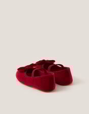 Baby Bow Velvet Walker Shoes, Red (RED), large
