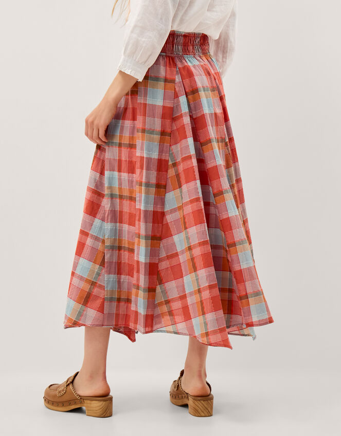 Cecily Check Midi Skirt, Orange (ORANGE), large