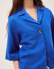 Emily Linen Blend Shirt, Blue (COBALT), large