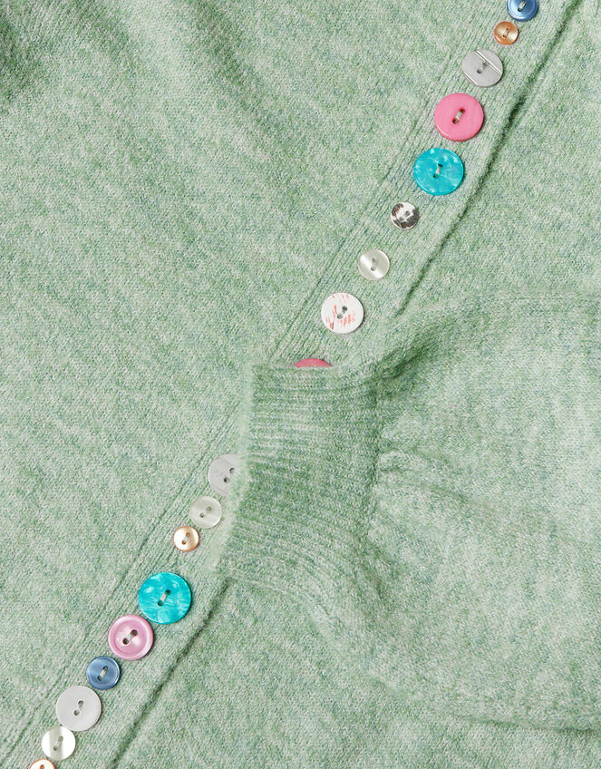 Boutique Button Embellished Cardigan, Green (GREEN), large