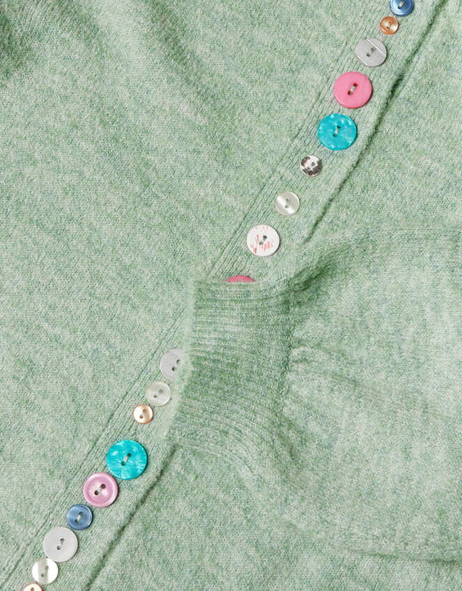 Boutique Button Embellished Cardigan	, Green (GREEN), large