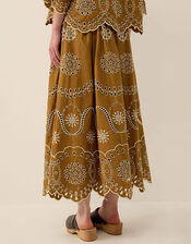 East Leni Floral Broderie Cotton Poplin Skirt, Green (OLIVE), large