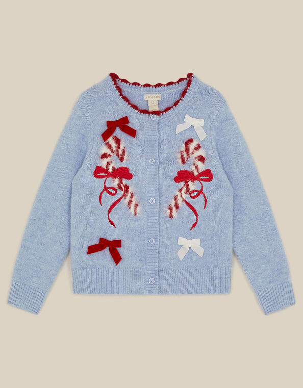 Candy Cane Christmas Cardigan, Blue (BLUE), large