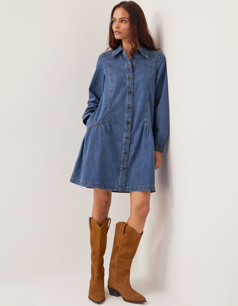 Isla Denim Shirt Dress, Blue (DENIM BLUE), large