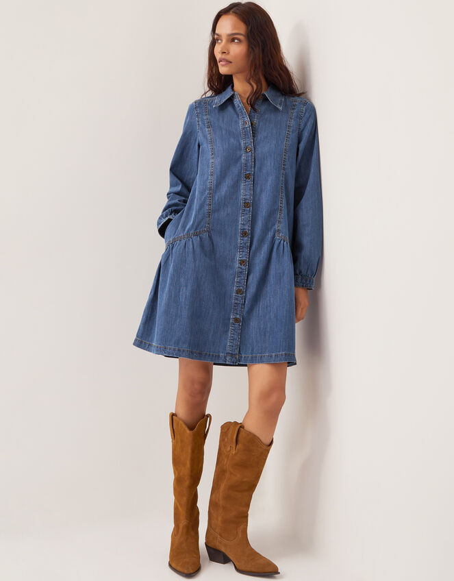 Isla Denim Shirt Dress, Blue (DENIM BLUE), large