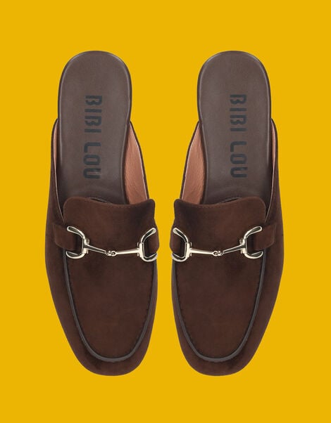 Bibi Lou Ashe Suede Mule Loafers, Brown (BROWN), large
