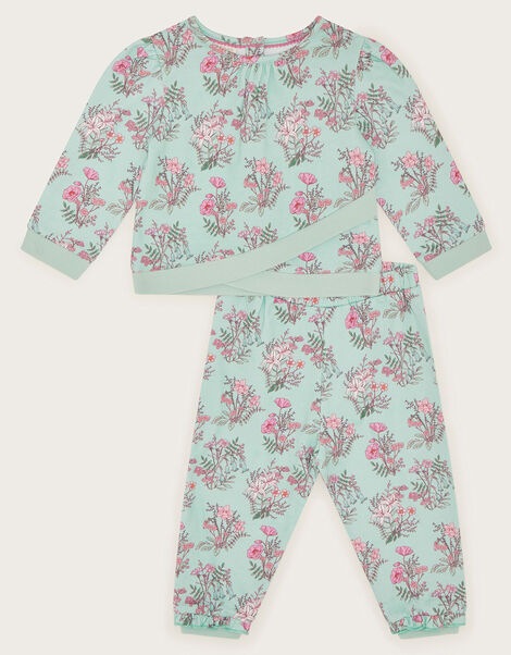 Baby Floral Sweat Top and Leggings Set, Blue (BLUE), large