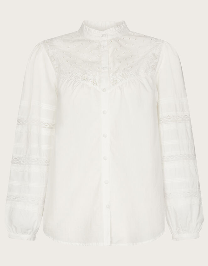 Bronwyn Broderie Pintuck Embroidered Blouse, White (WHITE), large