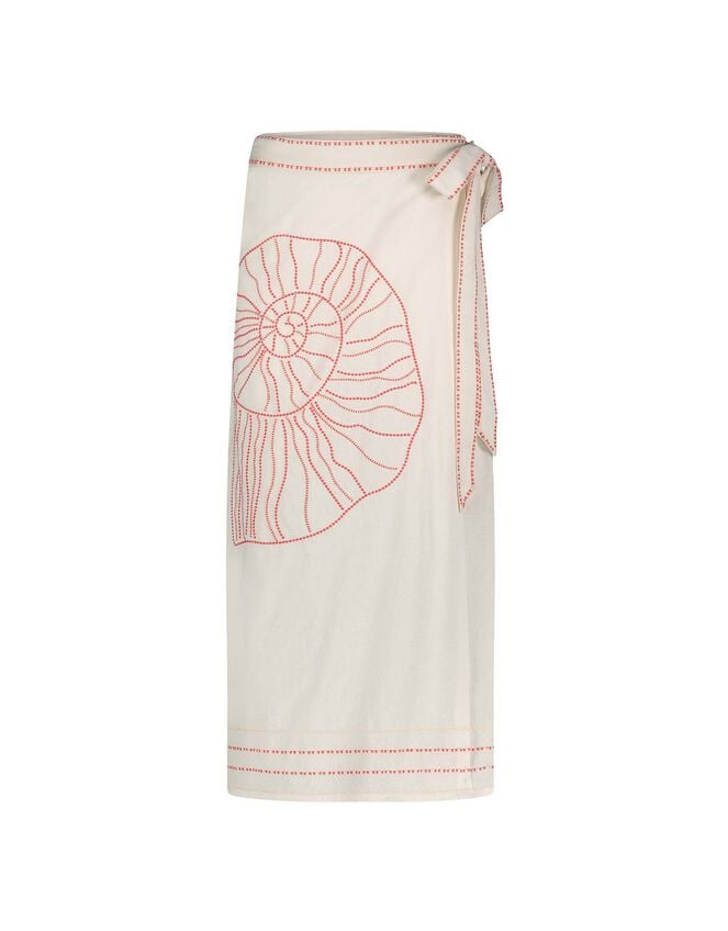 Fabienne Chapot Sine Shell Embroidered Wrap Skirt, Ivory (IVORY), large