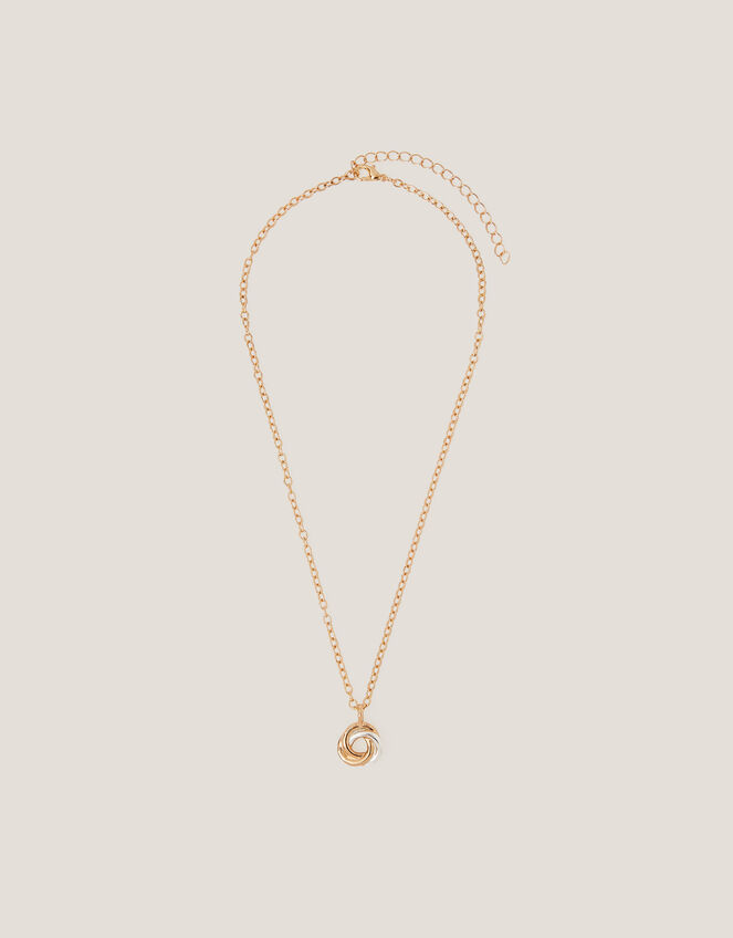 Two Tone Twisted Circle Pendant Necklace , , large
