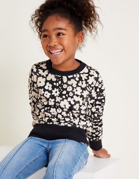 Floral Jersey Jumper, Black (BLACK), large