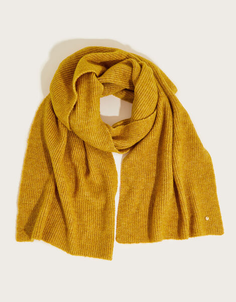 Super Soft Knit Scarf with Recycled Polyester Yellow, Yellow (OCHRE), large