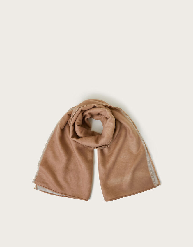 Lila Two-Tone Scarf, Camel (CAMEL), large