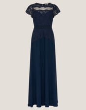 Monike Short Sleeve Lace Bridesmaid Dress, Blue (NAVY), large