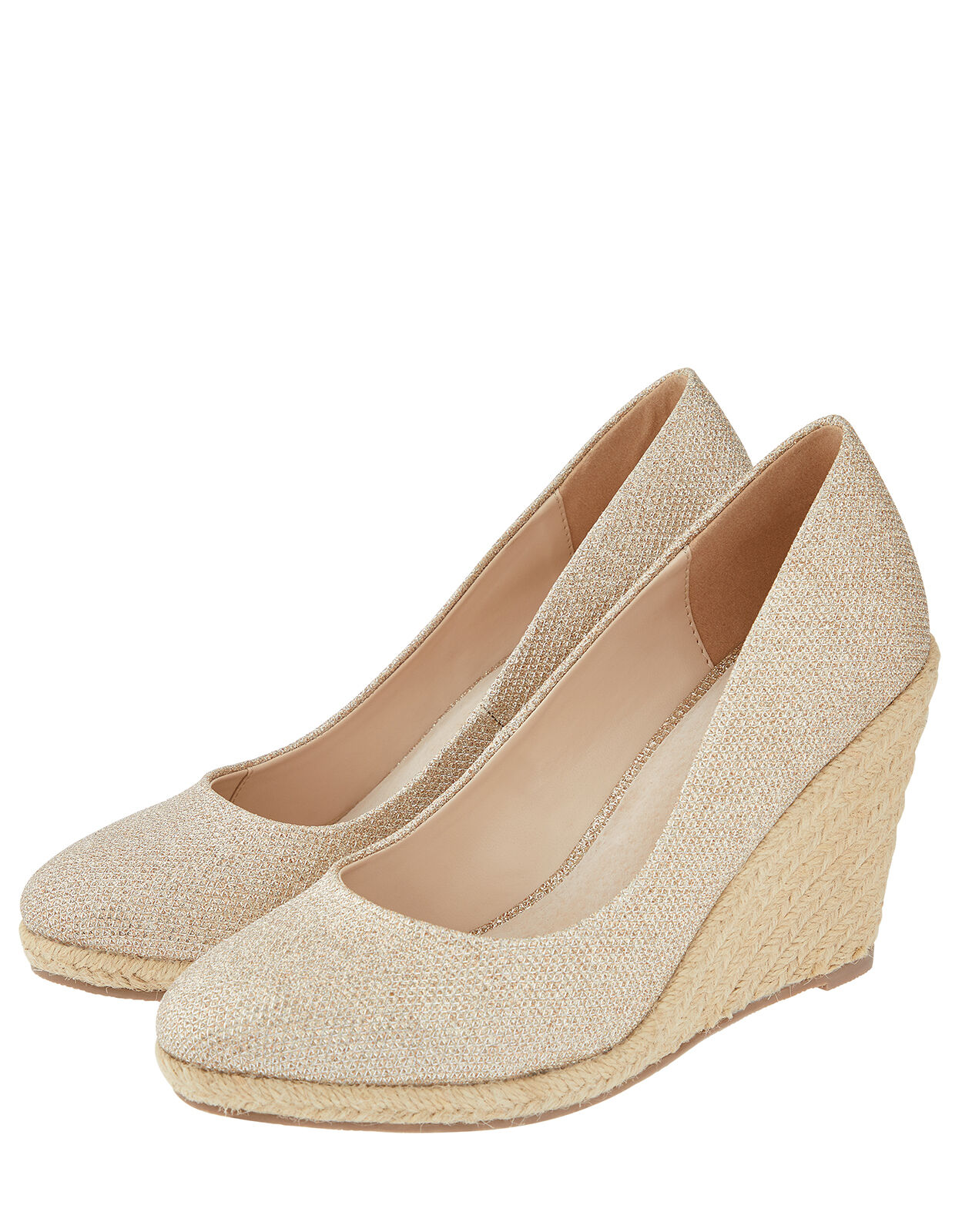 Ella Glitter Espadrille Wedges Gold
