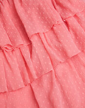 Biannca Polka Dot Chiffon Top & Skort Set, Orange (CORAL), large