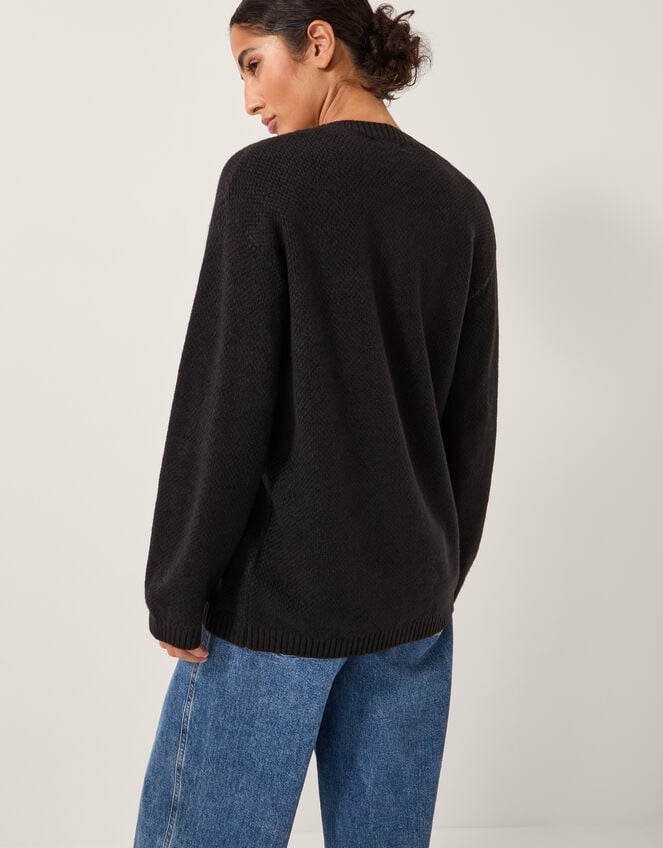 Bella Braid Pocket Cardigan, Black (BLACK), large