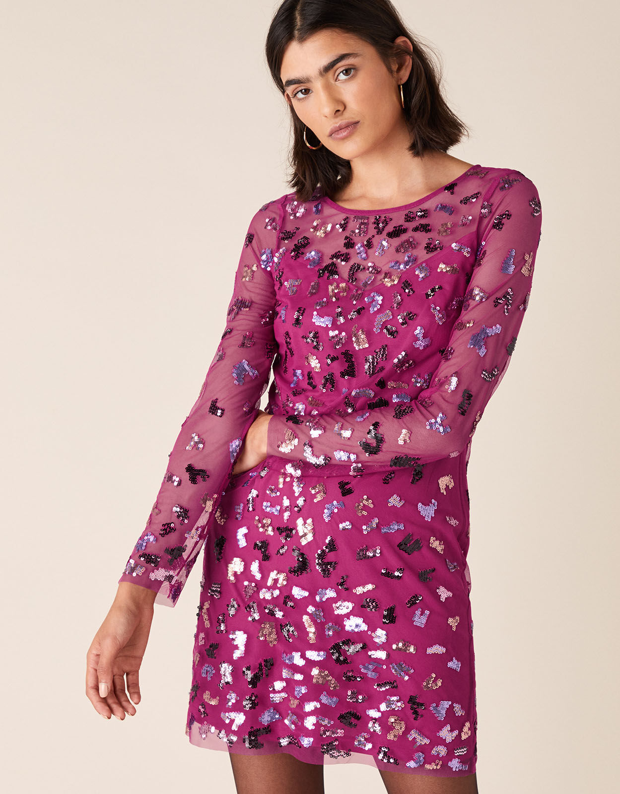 Eugiene Sequin Tunic Dress Pink Evening Dresses Monsoon Global