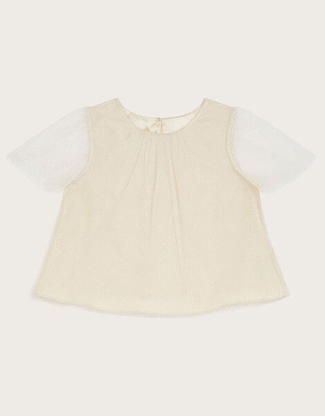 Shimmer Flutter Sleeve Top, Gold (GOLD), large