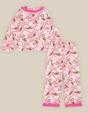 Christmas Letter Print Long Pyjamas Set, Pink (PINK), large