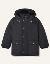 Quilted Hooded Coat, Black (BLACK), large