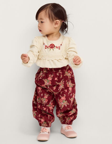 Baby Floral Top & Corduroy Trousers Set, Cream (CREAM), large