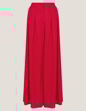 Diane Wide Leg Linen Blend Trousers, Red (RED), large