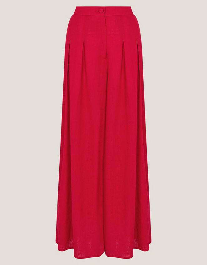 Diane Wide Leg Linen Blend Trousers, Red (RED), large