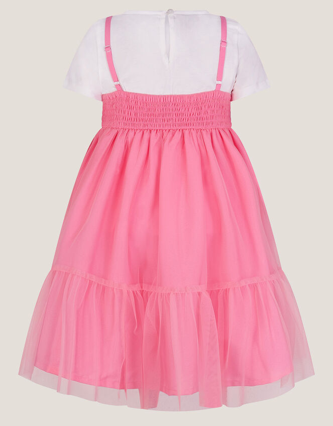 Floral Embroidered Tulle Dress and T-Shirt Set, Pink (PINK), large
