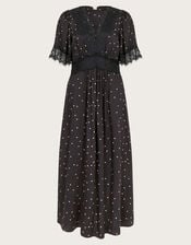 Clea Spot Dress, Black (BLACK), large