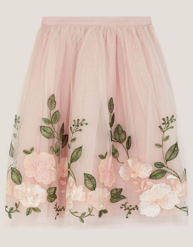 Olene Floral Embroidered Tulle Skirt, Orange (PEACH), large