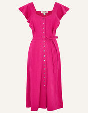 Fia Button Frill Jersey Dress, Pink (PINK), large