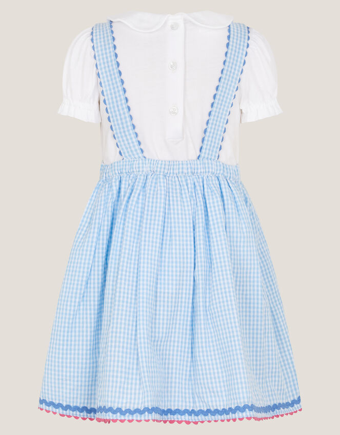 Baby Top & Gingham Pinafore Dress Set, Blue (BLUE), large