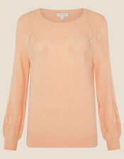 Ruby Diamond Stitch Detail Jumper, Orange (PEACH), large