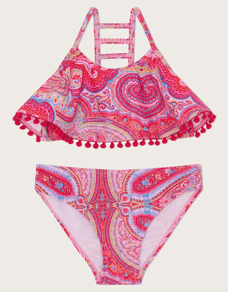 Paisley Frill Bikini Set, Orange (ORANGE), large