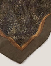 Synthia Snake Skin Print Silk Scarf, , large