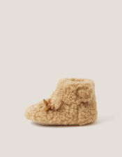 Baby Teddy Bear Slipper Boots, Tan (TAN), large