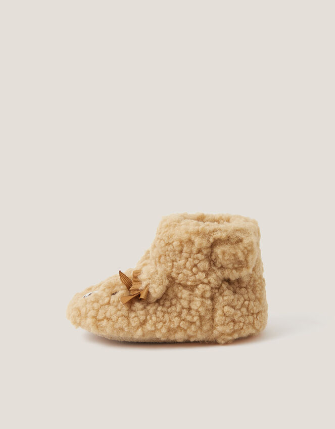 Baby Teddy Bear Slipper Boots, Tan (TAN), large