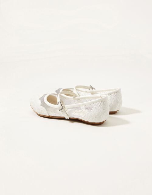 Lace Scallop Ballerina Flats, Ivory (IVORY), large