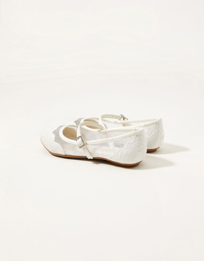 Lace Scallop Ballerina Flats, Ivory (IVORY), large